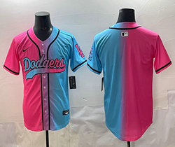 Nike Los Angeles Dodgers Blank Pink and Blue Joint MLB Jersey