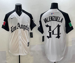 Nike Los Angeles Dodgers #34 Fernando Valenzuela White Black 5(V) Joint MLB Jersey