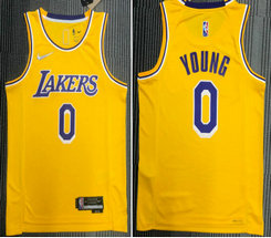 Nike Los Angeles Lakers #0 Nick Young Gold 75th With Advertising Authentic Stitched NBA Jersey
