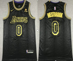 Nike Los Angeles Lakers #0 Russell Westbrook Black City 2021-2022 With Advertising Authentic Stitched NBA Jersey