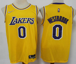 Nike Los Angeles Lakers #0 Russell Westbrook Gold 75th anniversary Authentic Stitched NBA Jersey