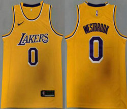 Nike Los Angeles Lakers #0 Russell Westbrook Gold Game Authentic Stitched NBA Jersey