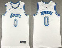 Nike Los Angeles Lakers #0 Russell Westbrook White City Game Authentic Stitched NBA Jersey
