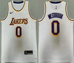 Nike Los Angeles Lakers #0 Russell Westbrook White Game Authentic Stitched NBA Jersey