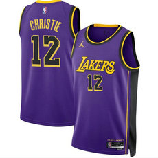 Nike Los Angeles Lakers #12 Max Christie Purple 2024 Statement Edition Stitched Basketball Jersey