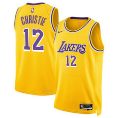 Nike Los Angeles Lakers #12 Max Christie Yellow 2024 Icon Edition Stitched Basketball Jersey