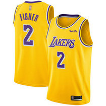 Nike Los Angeles Lakers #2 Derek Fisher Gold Game Authentic Stitched NBA Jersey