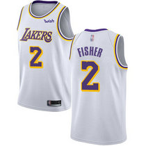 Nike Los Angeles Lakers #2 Derek Fisher White Game Authentic Stitched NBA Jersey