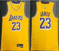 Nike Los Angeles Lakers #23 Lebron James 75th anniversary With Advertising Authentic Stitched NBA Jersey