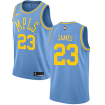 Nike Los Angeles Lakers #23 Lebron James Blue Hardwood Classics Authentic Stitched NBA Jersey