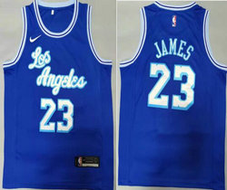 Nike Los Angeles Lakers #23 Lebron James Blue Latin night Game Authentic Stitched NBA Jersey