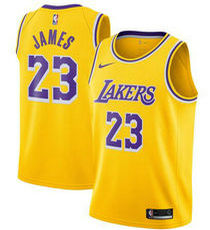 Nike Los Angeles Lakers #23 Lebron James Gold Game Authentic Stitched NBA Jersey