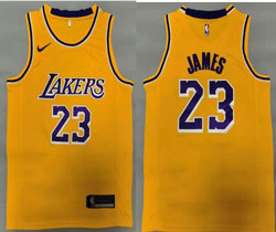 Nike Los Angeles Lakers #23 Lebron James Gold Game Authentic Stitched NBA Jersey