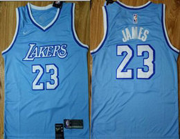 Nike Los Angeles Lakers #23 Lebron James Light Blue Authentic Stitched NBA Jersey
