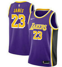 Nike Los Angeles Lakers #23 Lebron James Purple Game Authentic Stitched NBA Jersey