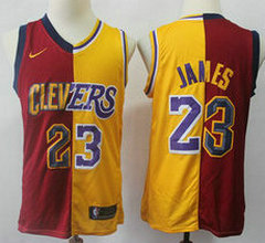 Nike Los Angeles Lakers #23 Lebron James Red and Gold Game Authentic Stitched NBA Jersey