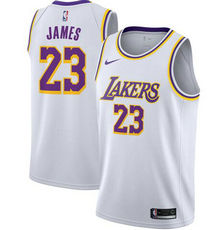 Nike Los Angeles Lakers #23 Lebron James White Game Authentic Stitched NBA Jersey