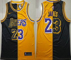 Nike Los Angeles Lakers #23 Lebron James Yellow And Black Authentic Stitched NBA Jersey