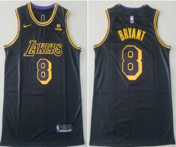 Nike Los Angeles Lakers #8 Kobe Bryant Black City 2021-2022 With Advertising Authentic Stitched NBA Jersey