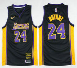 Nike Los Angeles Lakers #24 Kobe Bryant Black Retired Limited signature Authentic Stitched NBA jersey
