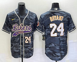 Nike Los Angeles Lakers #24 Kobe Bryant Camo Joint 24 on front Authentic Stitched baseball jersey