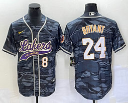 Nike Los Angeles Lakers #24 Kobe Bryant Camo Joint 8 on front Authentic Stitched baseball jersey