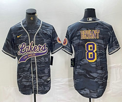 Nike Los Angeles Lakers #24 Kobe Bryant Camo striated baseball jersey