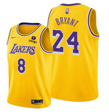 Nike Los Angeles Lakers #24 Kobe Bryant Gold 75th anniversary With Advertising Authentic Stitched NBA Jersey