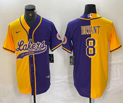 Nike Los Angeles Lakers #24 Kobe Bryant Orange and Purple baseball jersey