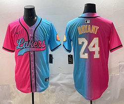 Nike Los Angeles Lakers #24 Kobe Bryant Pink and Blue Joint MLB Jersey
