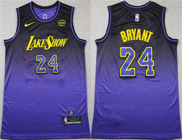 Nike Los Angeles Lakers #24 Kobe Bryant Purple 2024 With Advertising Authentic Stitched NBA Jersey