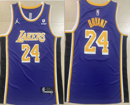 Nike Los Angeles Lakers #24 Kobe Bryant Purple 75th anniversary With Advertising Authentic Stitched NBA jersey