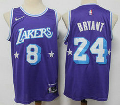Nike Los Angeles Lakers #24 Kobe Bryant Purple City 2021-2022 75th anniversary Authentic Stitched NBA Jersey