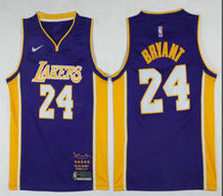 Nike Los Angeles Lakers #24 Kobe Bryant Purple Retired Limited signature Authentic Stitched NBA Jersey