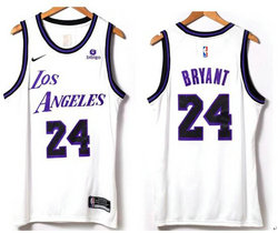 Nike Los Angeles Lakers #24 Kobe Bryant White 22-23 With Advertising Authentic Stitched NBA Jersey