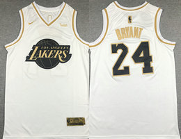 Nike Los Angeles Lakers #24 Kobe Bryant White Gold Authentic Stitched NBA Jersey