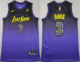 Nike Los Angeles Lakers #3 Anthony Davis Purple 2024 With Advertising Authentic Stitched NBA Jersey