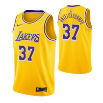 Nike Los Angeles Lakers #37 Kostas Antetokounmpo Gold Game Authentic Stitched NBA Jersey