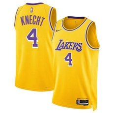 Nike Los Angeles Lakers #4 Dalton Knecht Yellow 2024 Draft Icon Edition Stitched Basketball Jersey