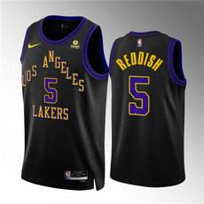 Nike Los Angeles Lakers #5 Cam Reddish 2024 Black City With Advertising Stitched NBA Jersey