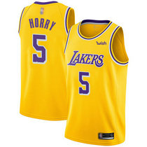 Nike Los Angeles Lakers #5 Robert Horry Gold Game Authentic Stitched NBA Jersey