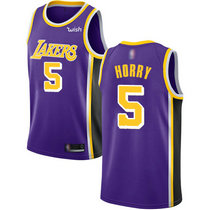 Nike Los Angeles Lakers #5 Robert Horry Purple Game Authentic Stitched NBA Jersey