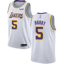 Nike Los Angeles Lakers #5 Robert Horry White Game Authentic Stitched NBA Jersey