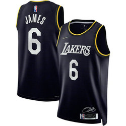 Nike Los Angeles Lakers #6 Lebron James Black 75th anniversary MVP Authentic Stitched NBA Jersey