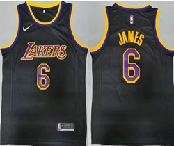 Nike Los Angeles Lakers #6 Lebron James Black Authentic Stitched NBA Jersey