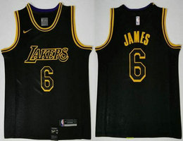 Nike Los Angeles Lakers #6 Lebron James Black City Game Authentic Stitched NBA Jersey