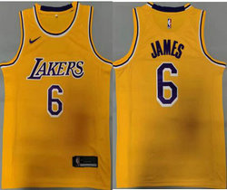 Nike Los Angeles Lakers #6 Lebron James Gold Authentic Stitched NBA Jersey