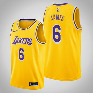 Nike Los Angeles Lakers #6 Lebron James Gold Game Authentic Stitched NBA Jersey