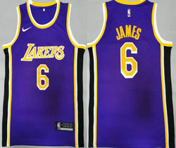 Nike Los Angeles Lakers #6 Lebron James Purple Authentic Stitched NBA Jersey