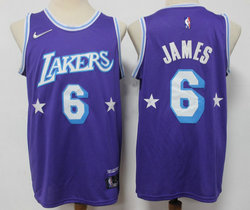 Nike Los Angeles Lakers #6 Lebron James Purple City 2021-2022 75th anniversary Authentic Stitched NBA Jersey
